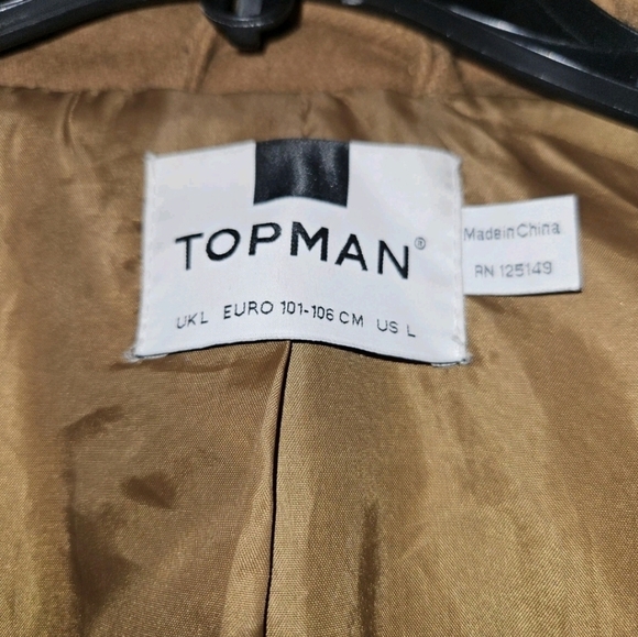 Topman Men's Classic Fit 3 Button Wool Blend Overcoat - Camel - Large - Picture 3 of 6